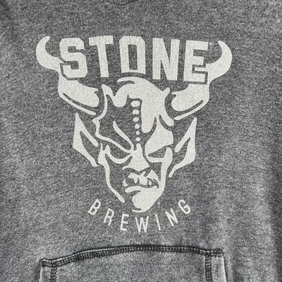 Stone Brewing V-Neck Striped Hoodie Sweatshirt Womens XL Gray Rough Seam - Picture 5 of 11